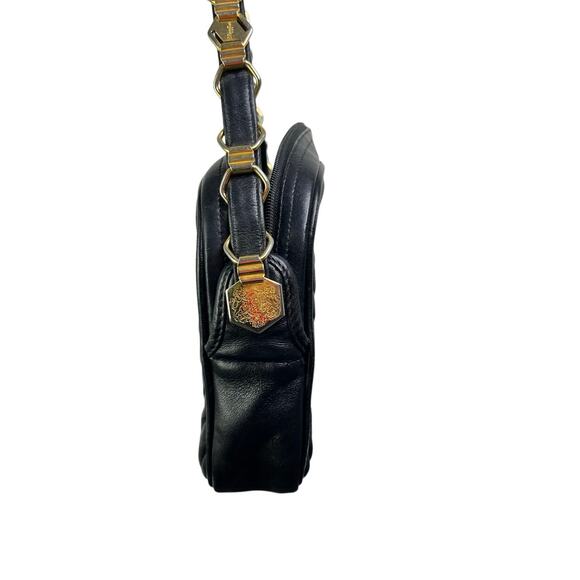 Revillon Handbag Womens Black Leather Gold Chain Strap Old Money Classy - Picture 5 of 9